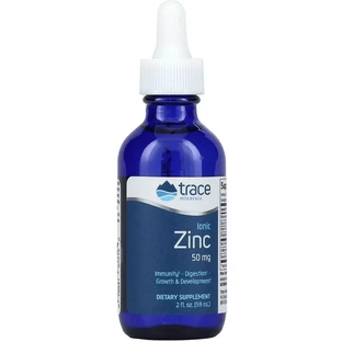 Цинк Ионный в каплях, 50 мг, Ionic Zinc, Trace Minerals, 59 мл