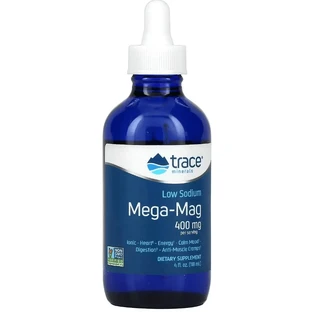 Магний с низким содержанием натрия, 400 мг, Low Sodium Mega-Mag, Trace Minerals, 118 мл