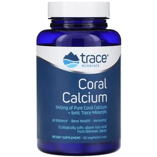 Коралловый кальций и культовые микроэлементы, Coral Calcium + Iconic Trace Minerals, Trace Minerals, 60 вегетарианских капсул