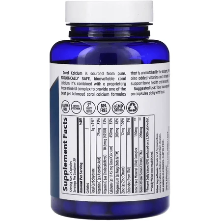 Коралловый кальций и культовые микроэлементы, Coral Calcium + Iconic Trace Minerals, Trace Minerals, 60 вегетарианских капсул: цены и характеристики