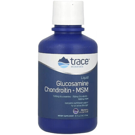 Рідкий глюкозамін, хондроїтин та МСМ, смак лохини, Liquid Glucosamine Chondroitin MSM, Trace Minerals, 473 мл