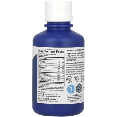 Рідкий глюкозамін, хондроїтин та МСМ, смак лохини, Liquid Glucosamine Chondroitin MSM, Trace Minerals, 473 мл: ціни та характеристики