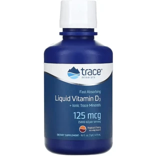 Вітамін D3, 125 мкг, смак тропічної вишні, Liquid Vitamin D3, Trace Minerals, 473 мл