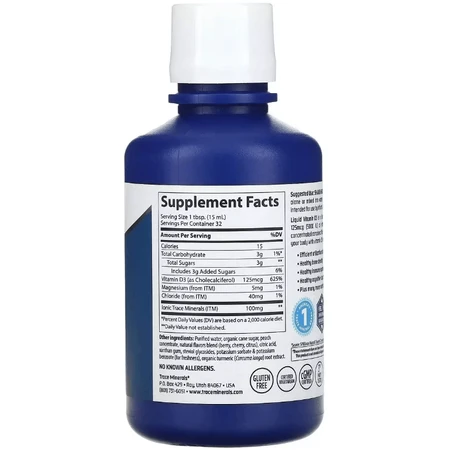 Вітамін D3, 125 мкг, смак тропічної вишні, Liquid Vitamin D3, Trace Minerals, 473 мл: ціни та характеристики