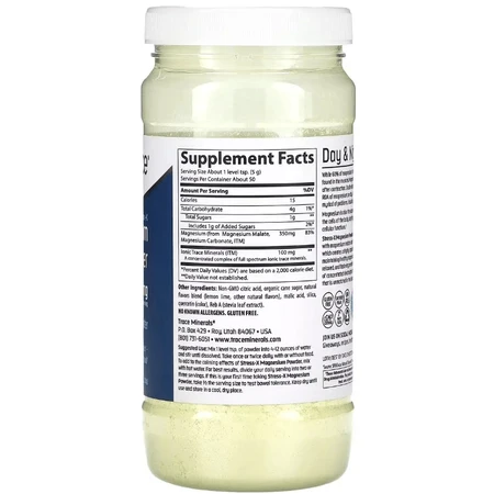 Магний, вкус лимон-лайм, 350 мг, Stress-X, Magnesium Powder, Trace Minerals, 250 гр: цены и характеристики