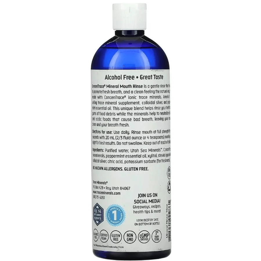 Минеральный ополаскиватель для рта, вкус мяты, ConcenTrace Mineral Mouth Rinse, Trace Minerals, 473 мл: цены и характеристики