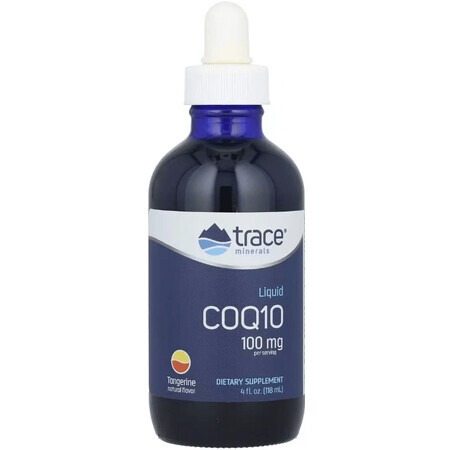 Коензим Q10 у краплях, 100 мг, смак мандарину, Liquid CoQ10, Trace Minerals, 118 мл