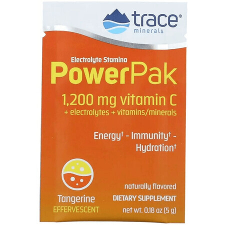 Электролиты, вкус мандарина, Electrolyte Stamina PowerPak, Trace Minerals, 30 пакетов