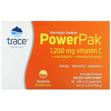 Электролиты, вкус мандарина, Electrolyte Stamina PowerPak, Trace Minerals, 30 пакетов: цены и характеристики