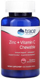 Поддержка иммунитета с цинком и витамином С, вкус малины, Zinc+Vitamin C, Trace Minerals, 60 жевательных таблеток