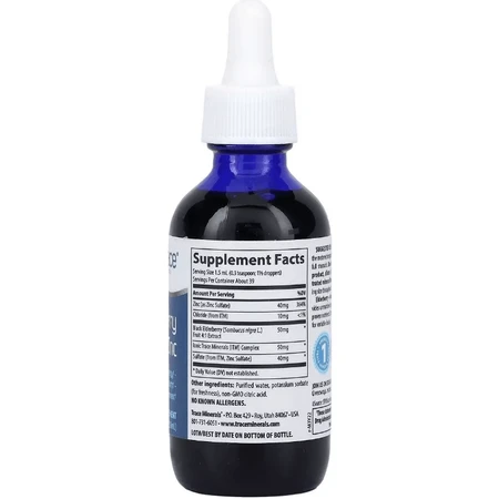 Бузина с ионным цинком, Elderberry+Ionic Zinc, Trace Minerals, 59 мл: цены и характеристики