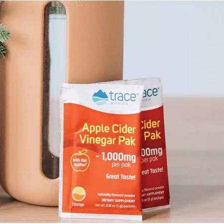 Яблучний оцет, 1000 мг, апельсиновий смак, Apple Cider Vinegar Paks, Trace Minerals, 30 пакетиків: ціни та характеристики