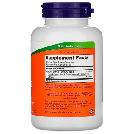 Мукуна Жгучая, Dopa Mucuna, Now Foods, 180 капсул: цены и характеристики