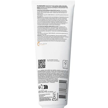 Сонцезахисне молочко La Roche Posay Anthelios UVMune 400 Dermo-Pediatrics SPF50+ водостійке, зволожувальне, для чутливої шкіри дітей, 250 мл: ціни та характеристики