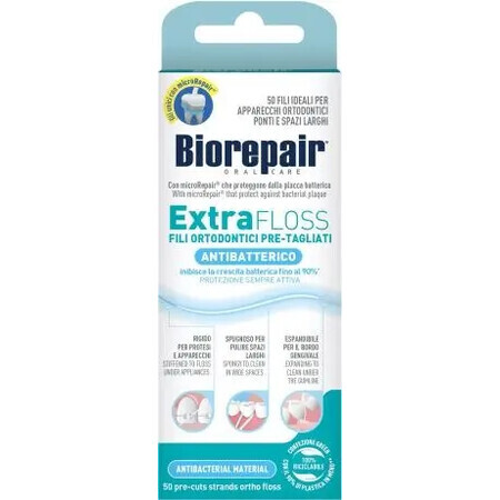Розширювальна зубна стрічка-флос Biorepair Екстра-суперфлос з Гідроксіапатитом і Цинком 50 шт