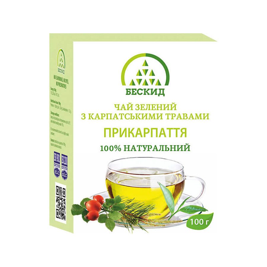 Чай зеленый Бескид с карпатскими травами Прикарпатье 100 г: цены и характеристики