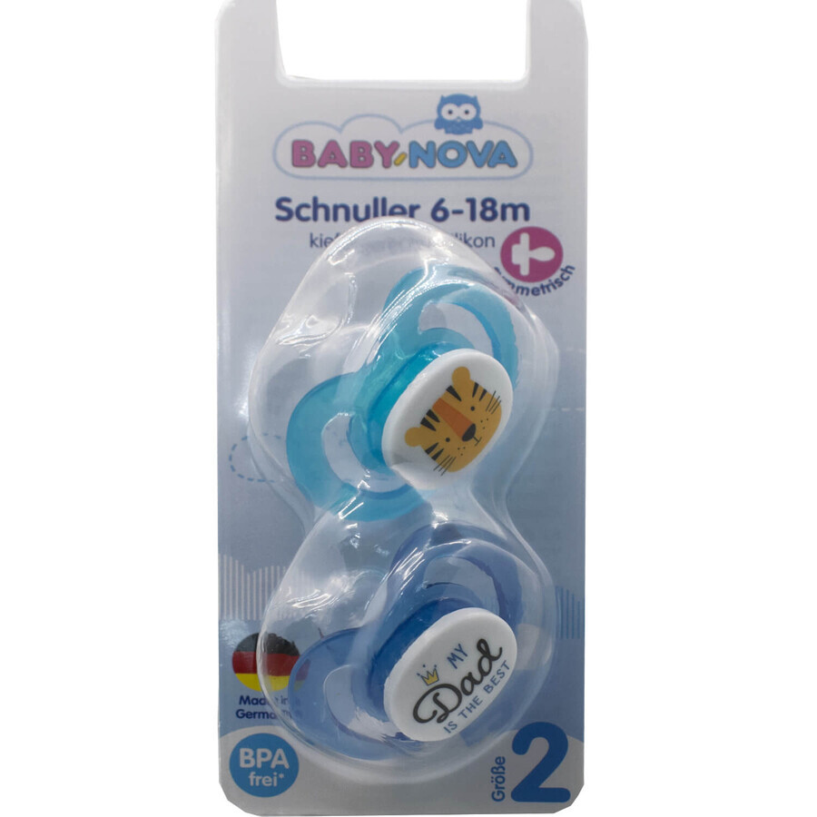 Пустышка силиконовая Baby-Nova симметричная для мальчика разм. 2, 2 шт: цены и характеристики