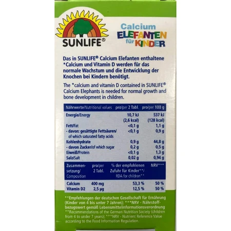 Вітаміни Sunlife Calcium Elefanten fur Kinder пастилки 60 шт : ціни та характеристики