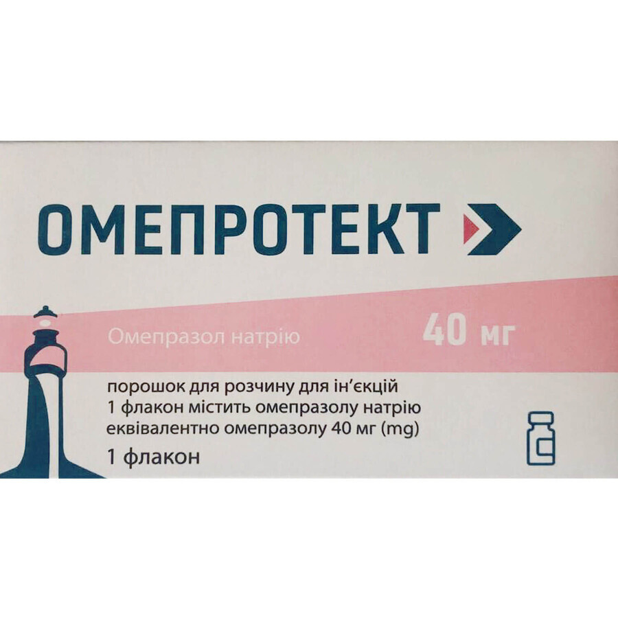 Омепротект порошок для р-ну д/ін. по 40 мг №1 у флак. з р-ком: ціни та характеристики