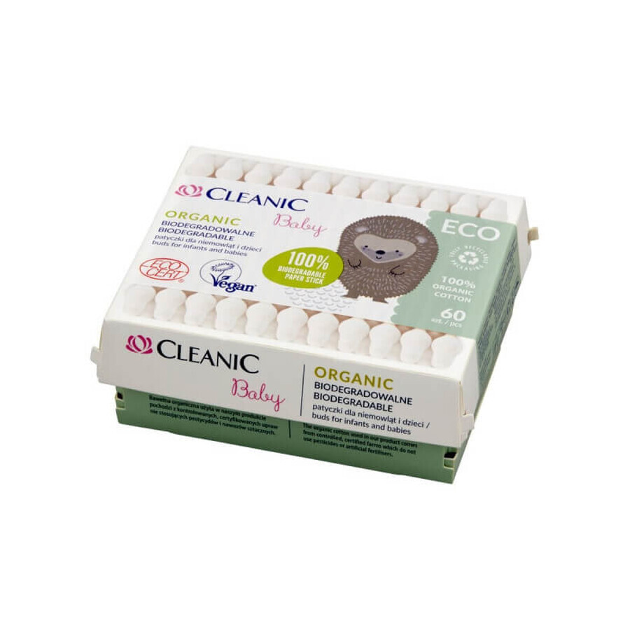Ватні палочки Cleanic Baby Eco дитячі коробка 60 шт: ціни та характеристики