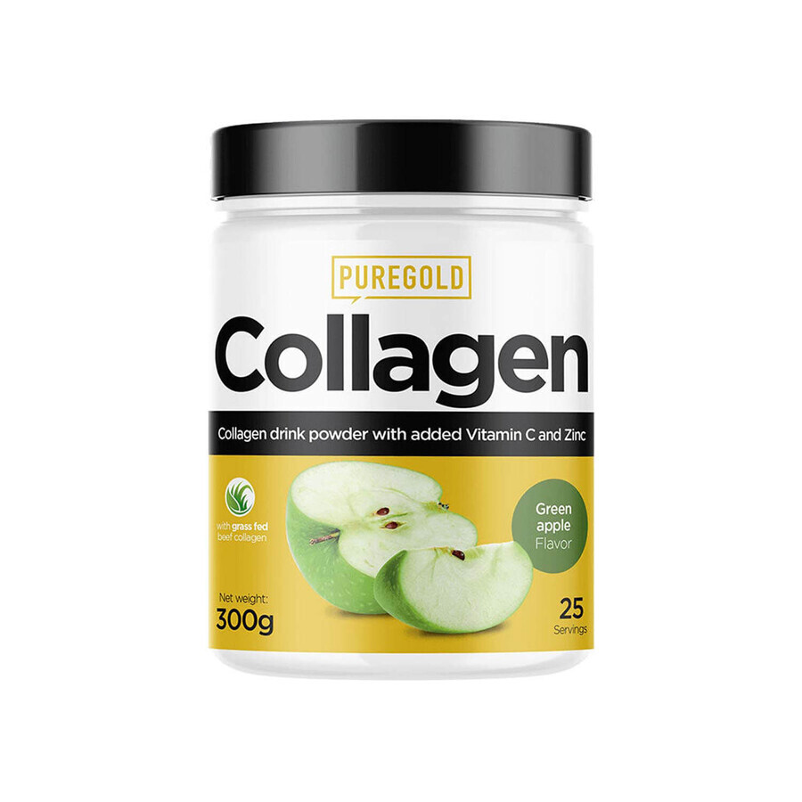 Колаген Pure Gold Collagen marha Green Apple порошок зі смаком зелене яблуко 300 г: ціни та характеристики