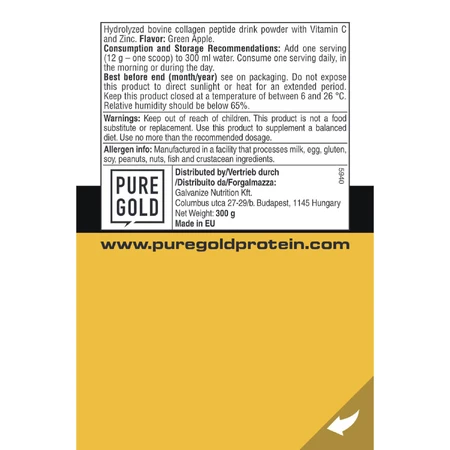Колаген Pure Gold Collagen marha Green Apple порошок зі смаком зелене яблуко 300 г: ціни та характеристики