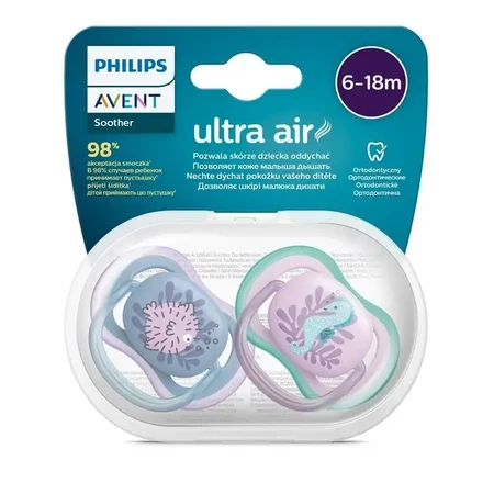Пустушка силіконова Avent SCF085/61 Ultra air від 6 до 18 міс. 2 шт: ціни та характеристики