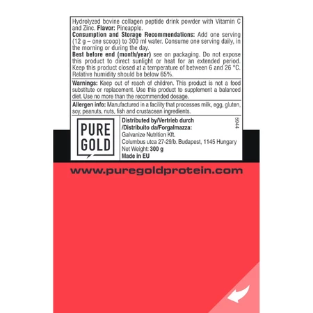 Колаген Pure Gold Collagen marha Pineapple порошок зі смаком ананасу 300 г: ціни та характеристики