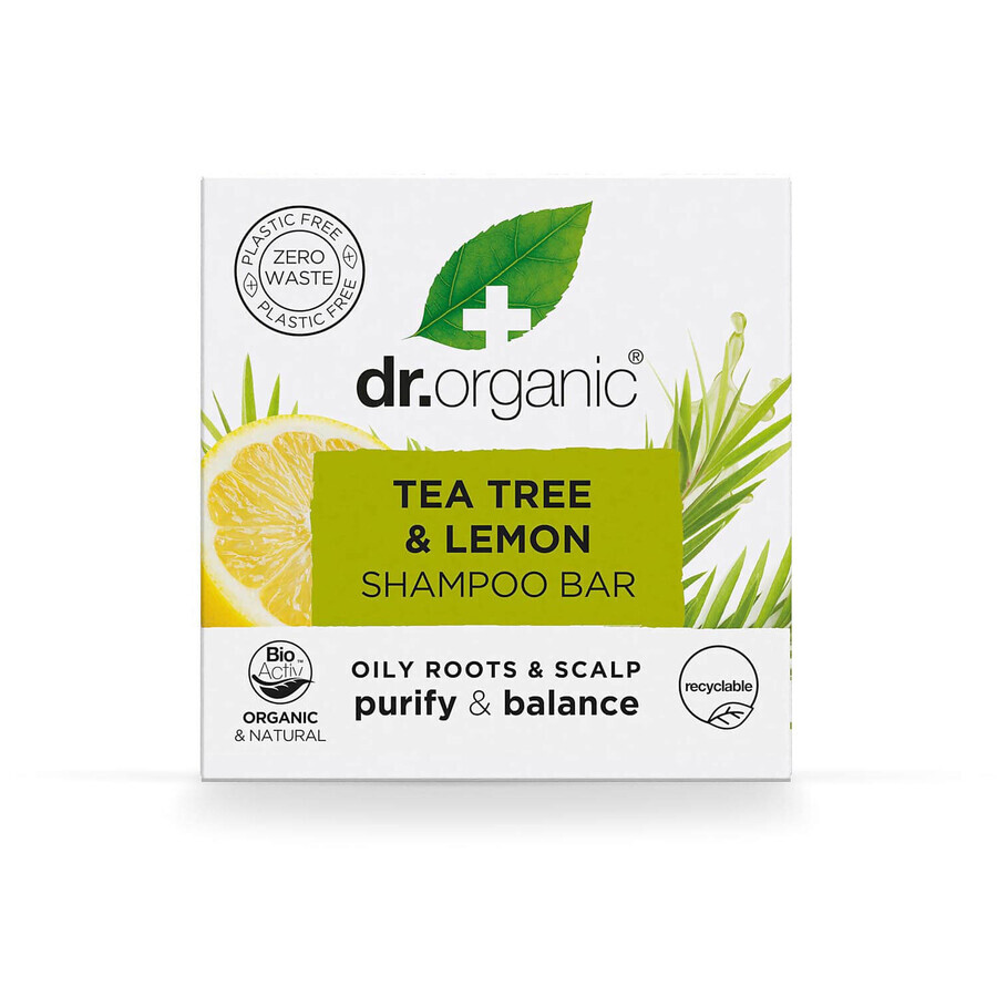 Шампунь для волосся Dr.Organic з екстрактом чайного дерева та лимон твердий 75 г: ціни та характеристики
