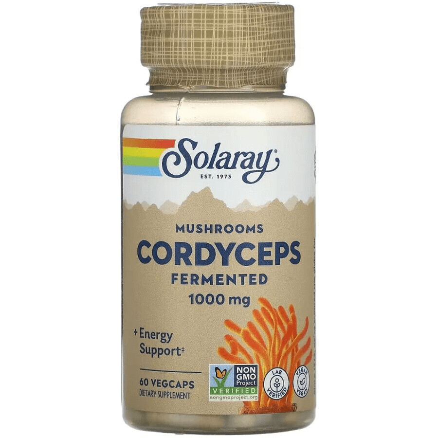 Solaray Грибы Кордицепс, 1000 мг, 60 вегетарианских капсул: цены и характеристики