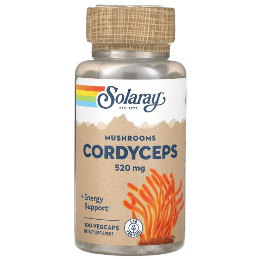 Solaray Грибы Кордицепс, 520 мг, 100 вегетарианских капсул: цены и характеристики