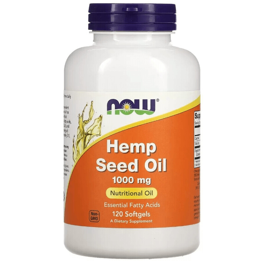 Олія насіння конопель 1000 мг Hemp Seed Oil Now Foods, 120 желатинових капсул: ціни та характеристики