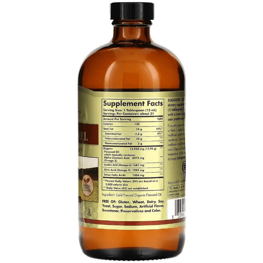 Льняное масло органическое Earth Source Organic Flaxseed Oil Solgar, 473 мл: цены и характеристики