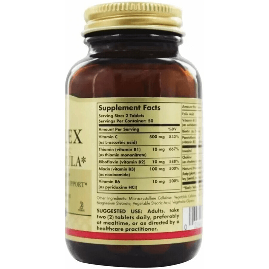 Стресс Формула В-Комплекс+Витамин С B-Complex with Vitamin С Solgar, 100 таблеток: цены и характеристики