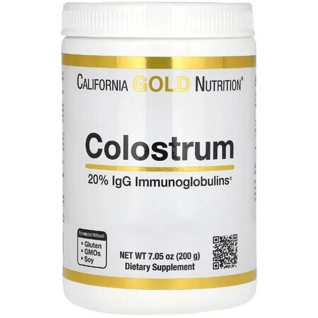 Молозиво концентрированное в порошке, 1000 мг, Colostrum, California Gold Nutrition, 200 гр