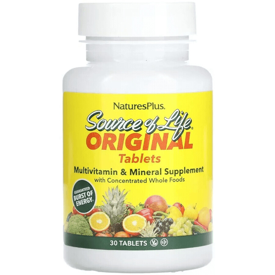 Мультивітаміни та мінерали Source of Life Multi-Vitamin & Mineral Supplement Natures Plus, 30 таблеток: ціни та характеристики