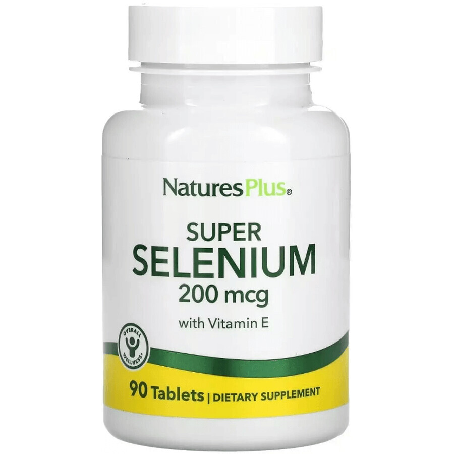 Селен с витамином Е, 200 мкг, Super Selenium With Vitamin E, Natures Plus, 90 таблеток: цены и характеристики