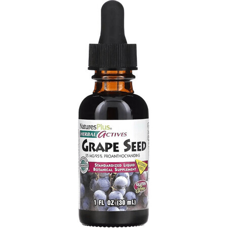 Экстракт виноградных косточек 25 мг без спирта Grape Seed Natures Plus, 30 мл
