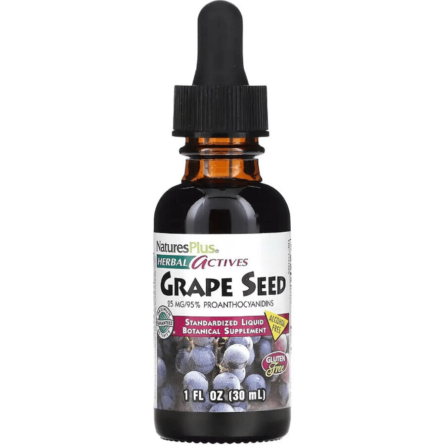 Екстракт виноградних кісточок 25 мг без спирту Grape Seed Natures Plus, 30 мл: ціни та характеристики