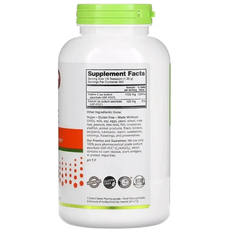 Аскорбат натрію кристалічний порошок Buffered Sodium Ascorbate Vitamin C Crystalline Powder NutriBiotic, 454 г: ціни та характеристики
