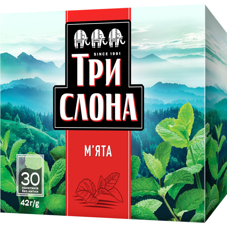 Чай травяной Три слона Мята в фильтр-пакетах по 1,4 г без нити 30 шт: цены и характеристики
