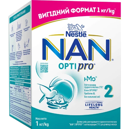 Сухая молочная смесь для последующего кормления NAN 2 Optipro для детей от 6 месяцев, 1000 г: цены и характеристики