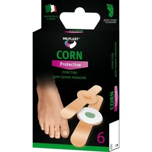 Пластырь мозольный Milplast Corn Protective для сухих мозолей с салициловой кислотой, 6 шт.