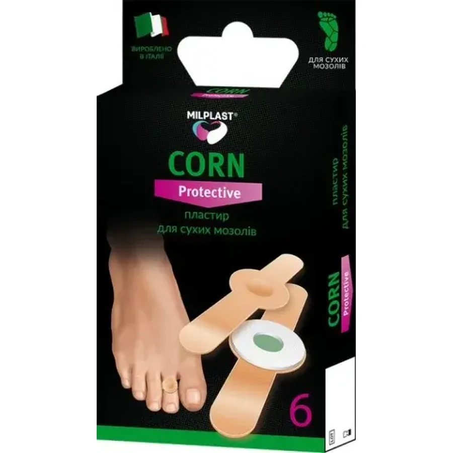 Пластырь мозольный Milplast Corn Protective для сухих мозолей с салициловой кислотой, 6 шт.: цены и характеристики