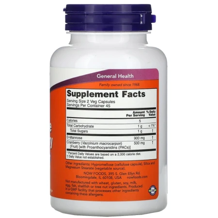 Манноза Журавлина, Mannose Cranberry, Now Foods, 90 вегетаріанських капсул: ціни та характеристики