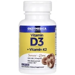 Витамин D3+ Витамин K2, Vitamin D3+ Vitamin K2, Enzymedica, 60 капсул: цены и характеристики