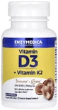 Вітамін D3+ Вітамін K2, Vitamin D3+ Vitamin K2, Enzymedica, 60 капсул