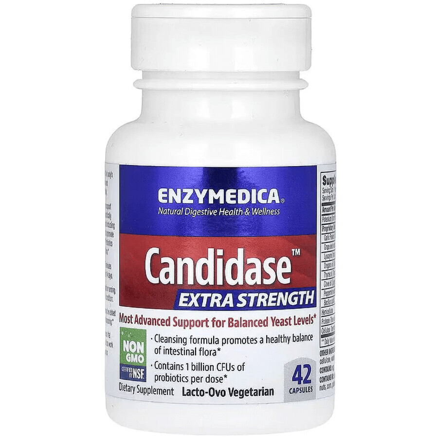 Кандидаза, Посилена формула, Candidase Extra Strength, Enzymedica, 42 капсули: ціни та характеристики