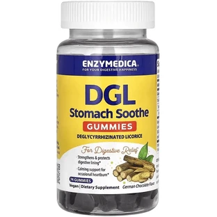 Корень солодки (лакрицы), DGL Stomach Soothe Gummies, Enzymedica, вкус немецкого шоколада, 74 жевательные конфеты