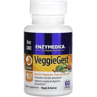 Травні ферменти, VeggieGest, Enzymedica, 60 капсул